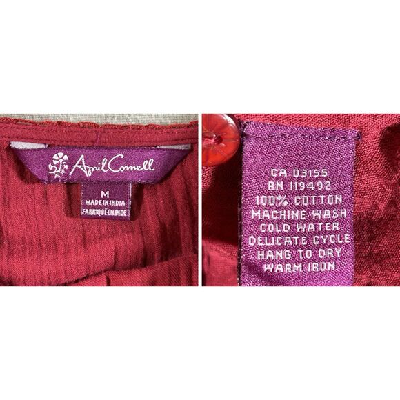 April Cornell Dress M Burgundy Cotton Maxi Floral Cottagecore Prairie Boho Y2K - Picture 8 of 9